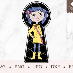 Coraline SVG, Coraline Keyhole SVG, Coraline Raincoat SVG, Layered svg png jpg dxf eps Cricut Silhouette Cutting Files