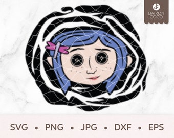 Coraline SVG, Coraline Button Eyes SVG, Multicamadas, svg png jpg dxf eps Arquivos de corte de silhueta Cricut