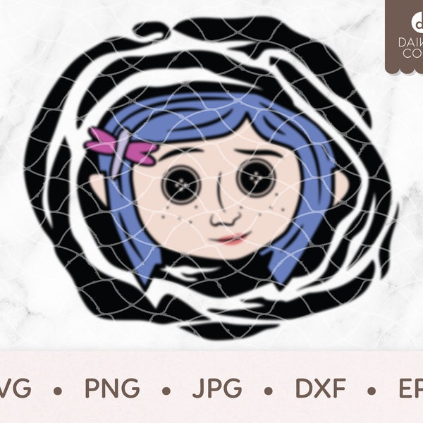 Coraline SVG, Coraline Button Eyes SVG, Multilayer, svg png jpg dxf eps Cricut Silhouette Cutting Files