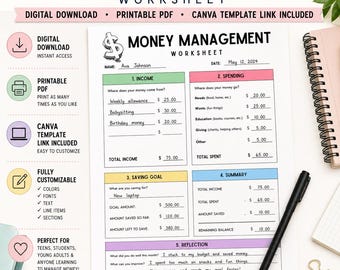 Teenager Planer Printable PDF | Geldmanagement Arbeitsblatt (Digitaler Download)