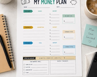 Teenager Planer Printable | Geldmanagement Arbeitsblatt (PDF, Canva)