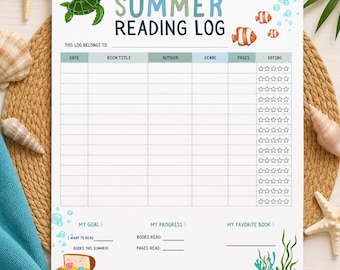 Leselogbuch zum Ausdrucken | Arbeitsblatt zum Lesen von Kindern (Digitaler Download) | Unterwasser Meer Thema