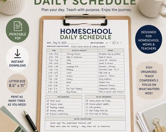 Homeschool Tagesablaufplaner Printable | Tagesplaner, Routine Vorlage (Digitaler Download)