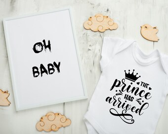 Baby Bodysuit The Prince Has Arrived Onesie | Cute Baby Shirt Gift for Newborn Baby Boy