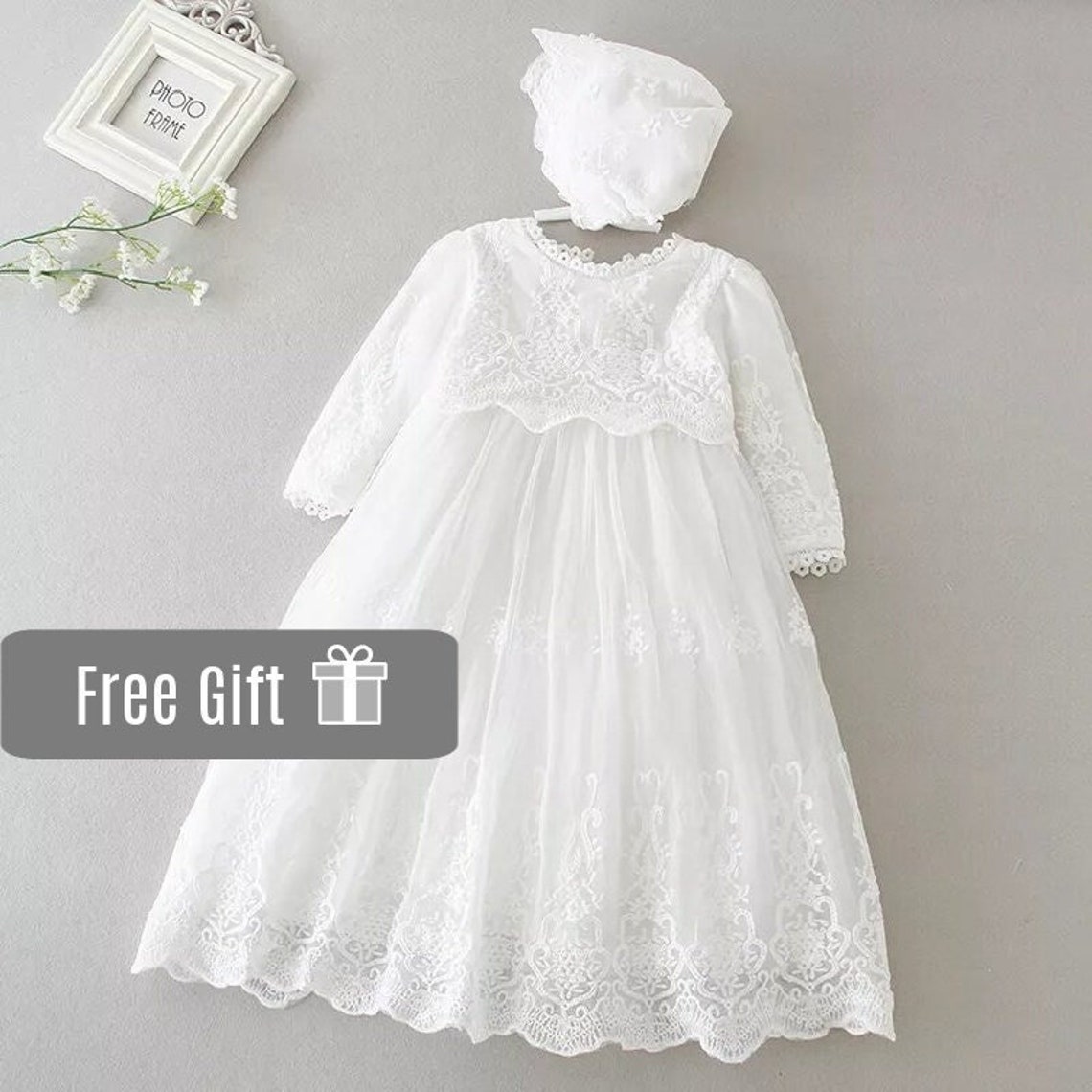 Baby Girl Christening Dress Long Sleeve Baptism Dress Lace Etsy — free download