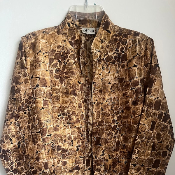 Chico’s Animal Print Jacket 100 % Silk Size 0 / Summer Jacket / Women’s Clothes / Vintage Jacket