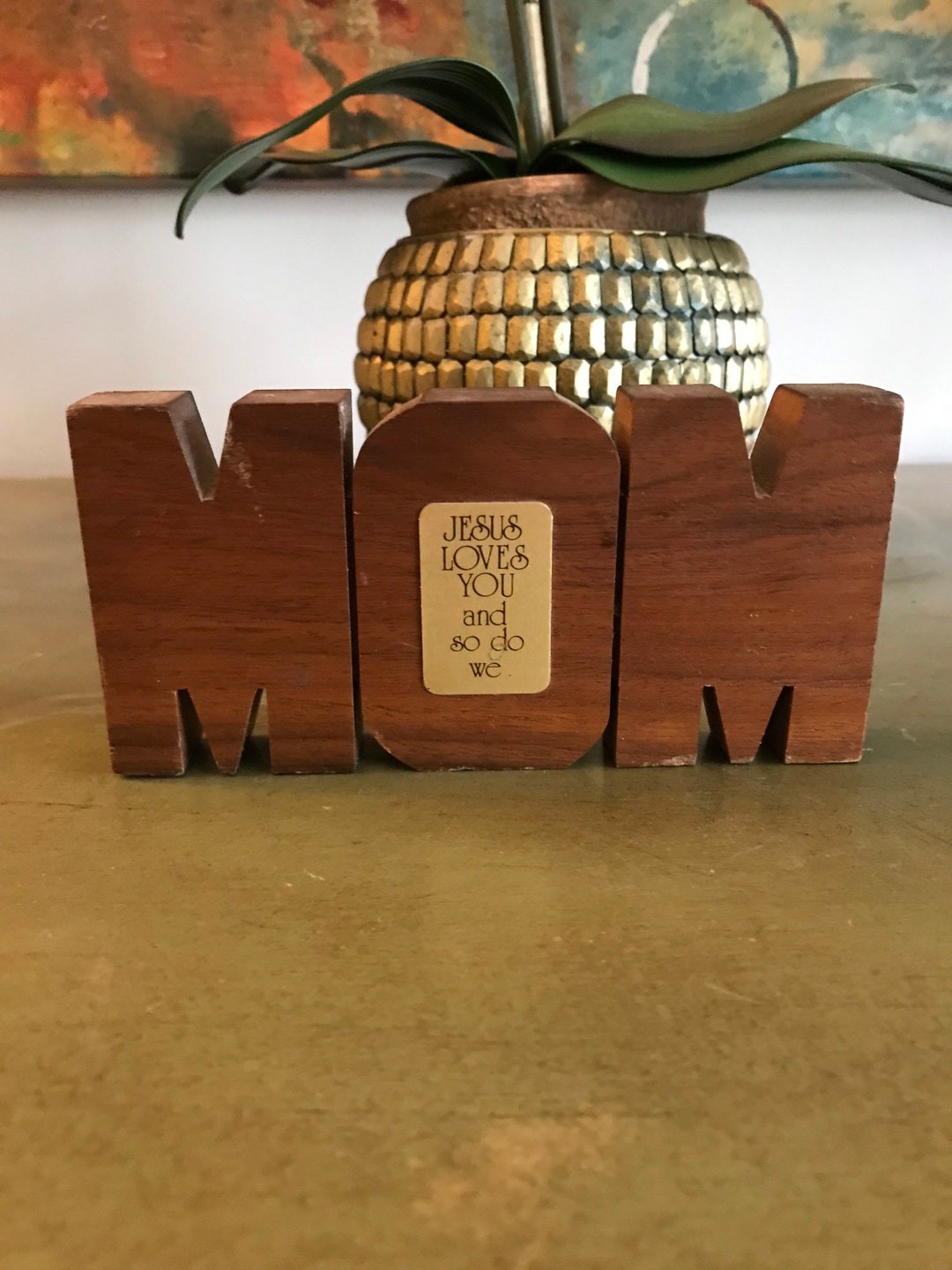 MOM Vintage Wood Wall Plaque Art Hanging Mothers Day 70s 80s Etsy