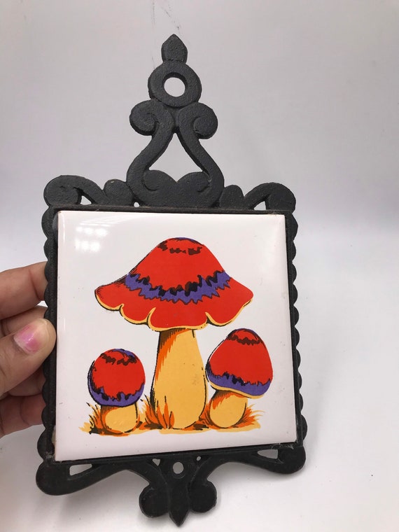 Kitchen Trivet Vintage Mushroom Tile Spoon Rest Vintage - Etsy