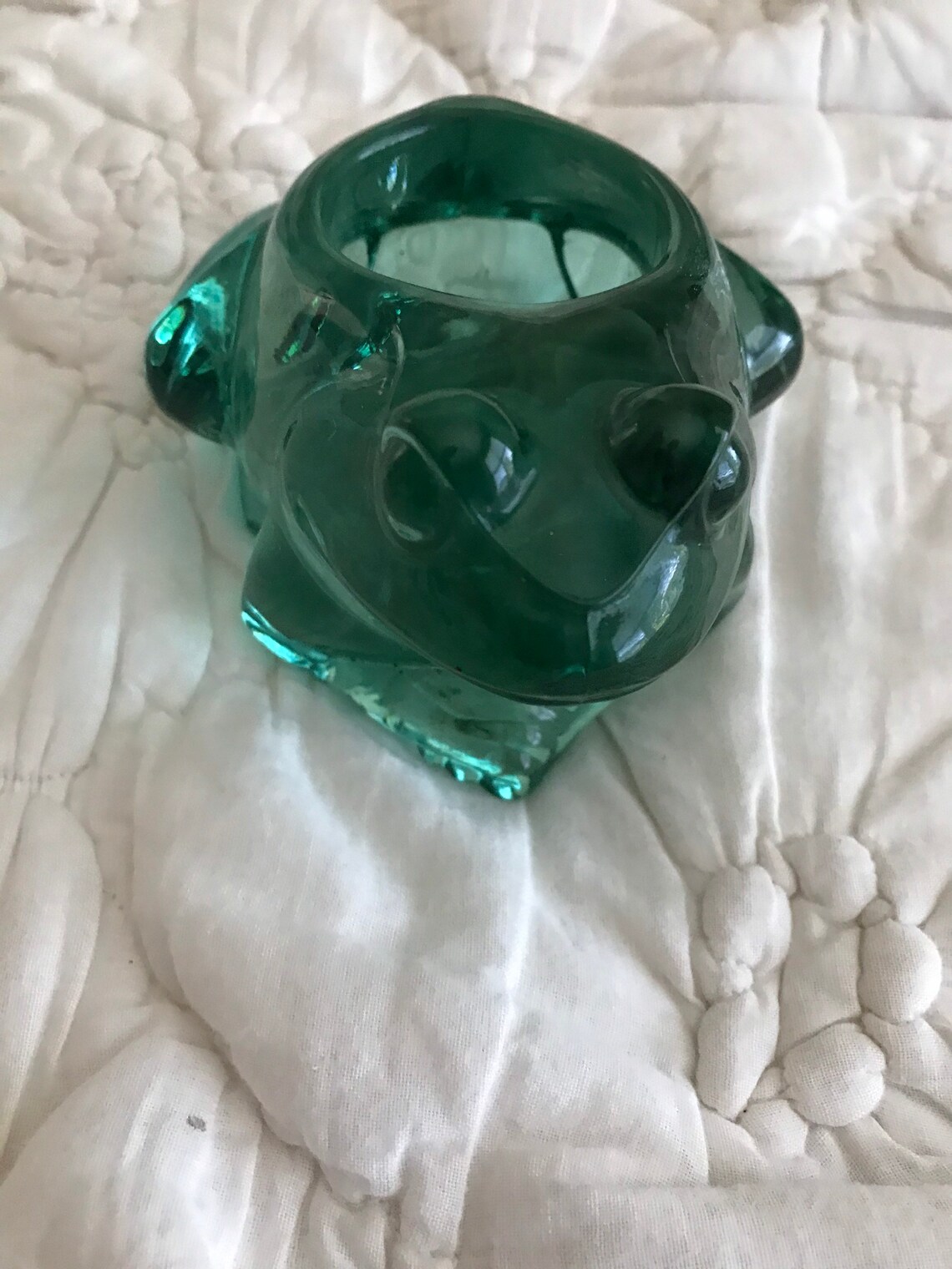 Vintage Green Glass Frog Candleholder Set Pair Color Glass Etsy