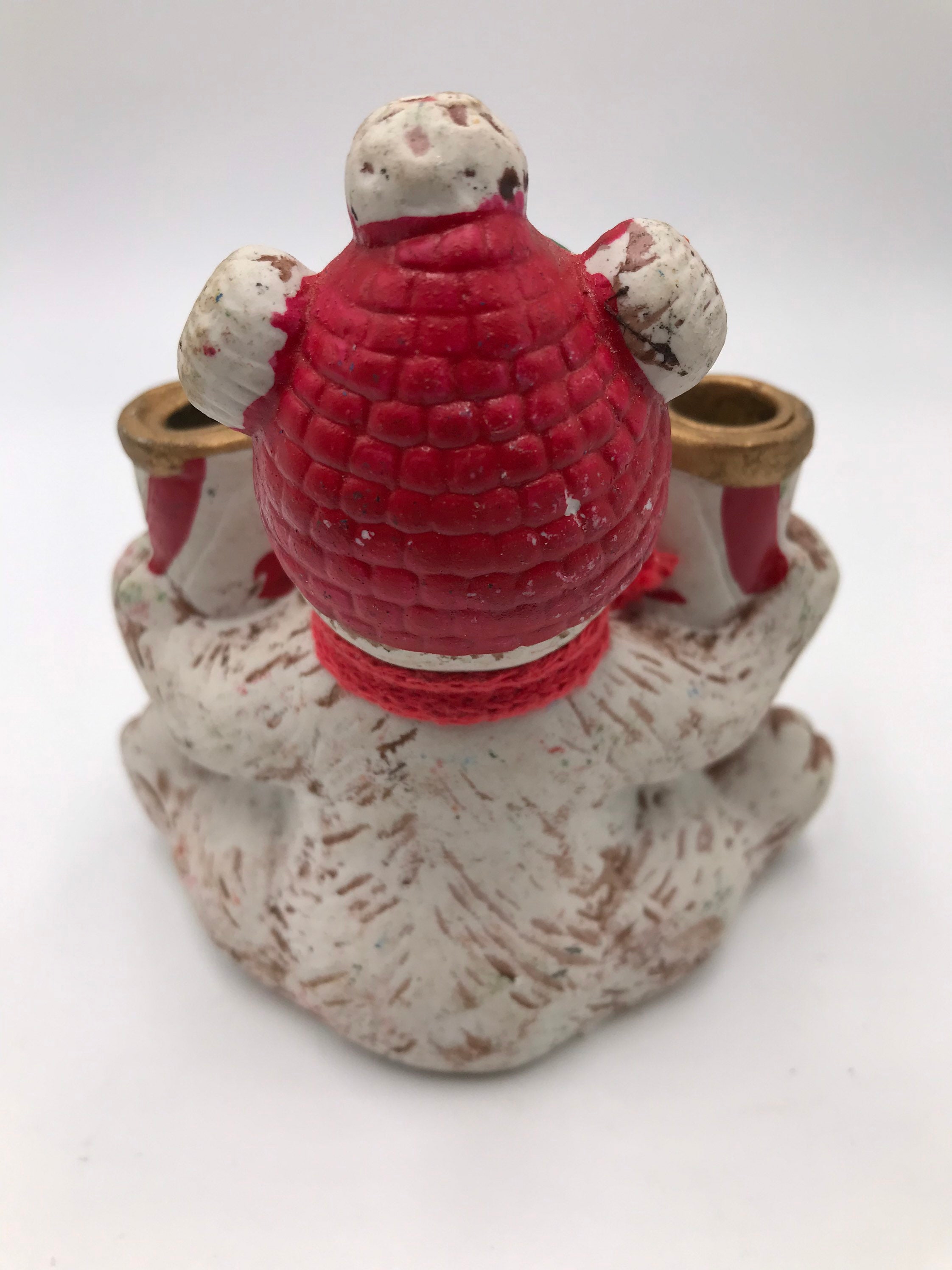 Christmas Teddy Bear Double Candle Holder Candy Cane Red White Etsy UK