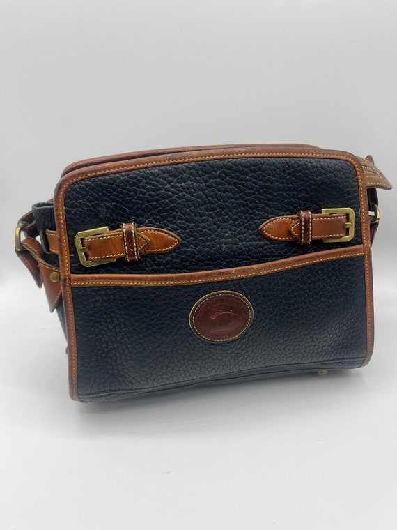 Dooney & Bourke Vintage Signature Denim Small Zip-Top Canvas Leather Bag  Purse
