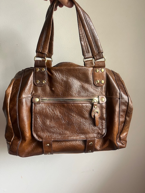 Vintage Slouchy Soft Leather Vegan Bag / Brown/ Ha
