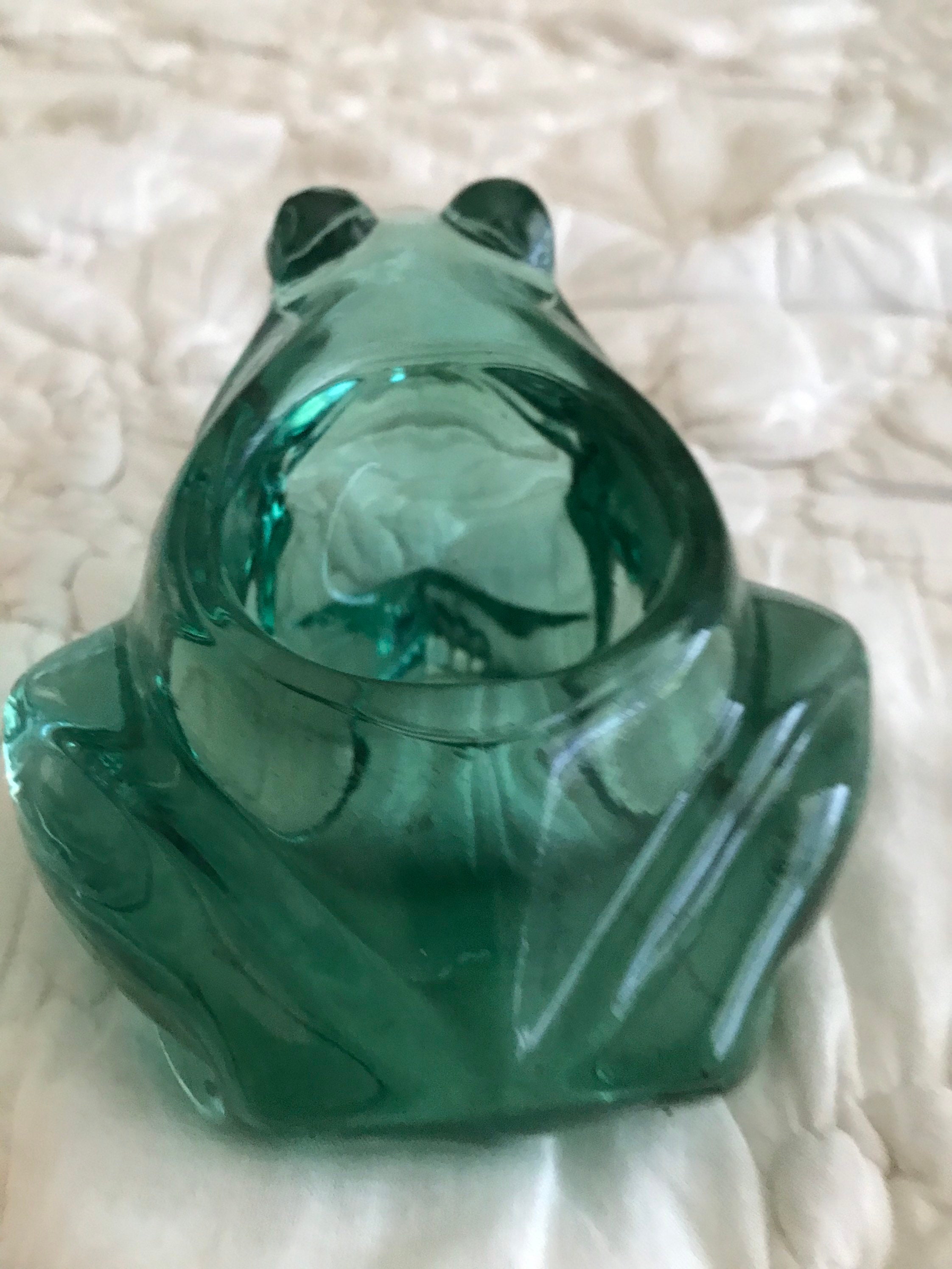 Vintage Green Glass Frog Candle Holder Mid Century Modern Etsy