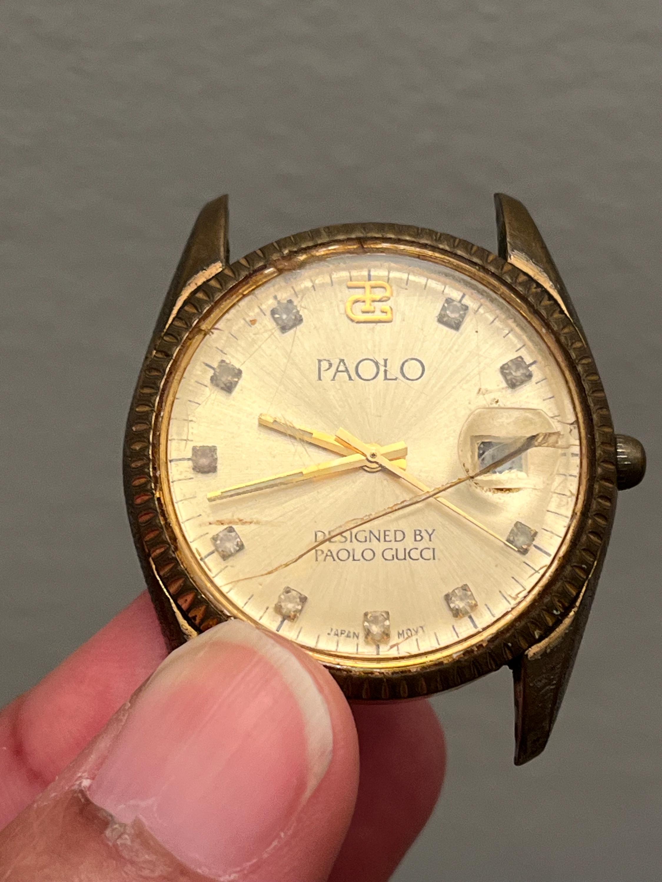 Vintage Authentic PAOLO GUCCI Gold Tone Date Watch Vintage Paolo Gucci Watch – PreAdored® main image 3