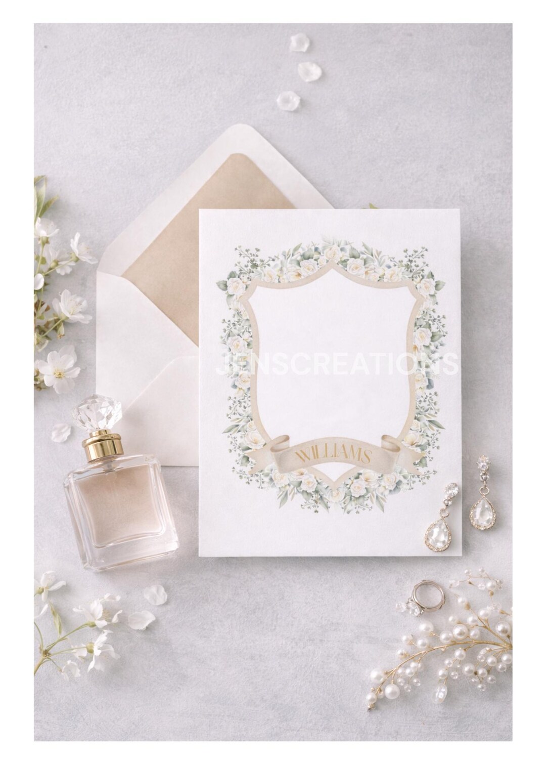 Floral Wedding Crest Template Etsy