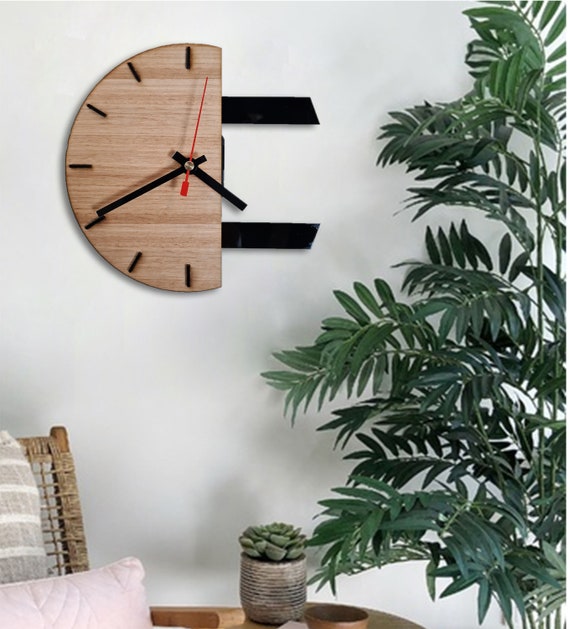 Home & Living Home Décor Wall Clock Modern Australian Made Tasmanian Oak and Black Acrylic