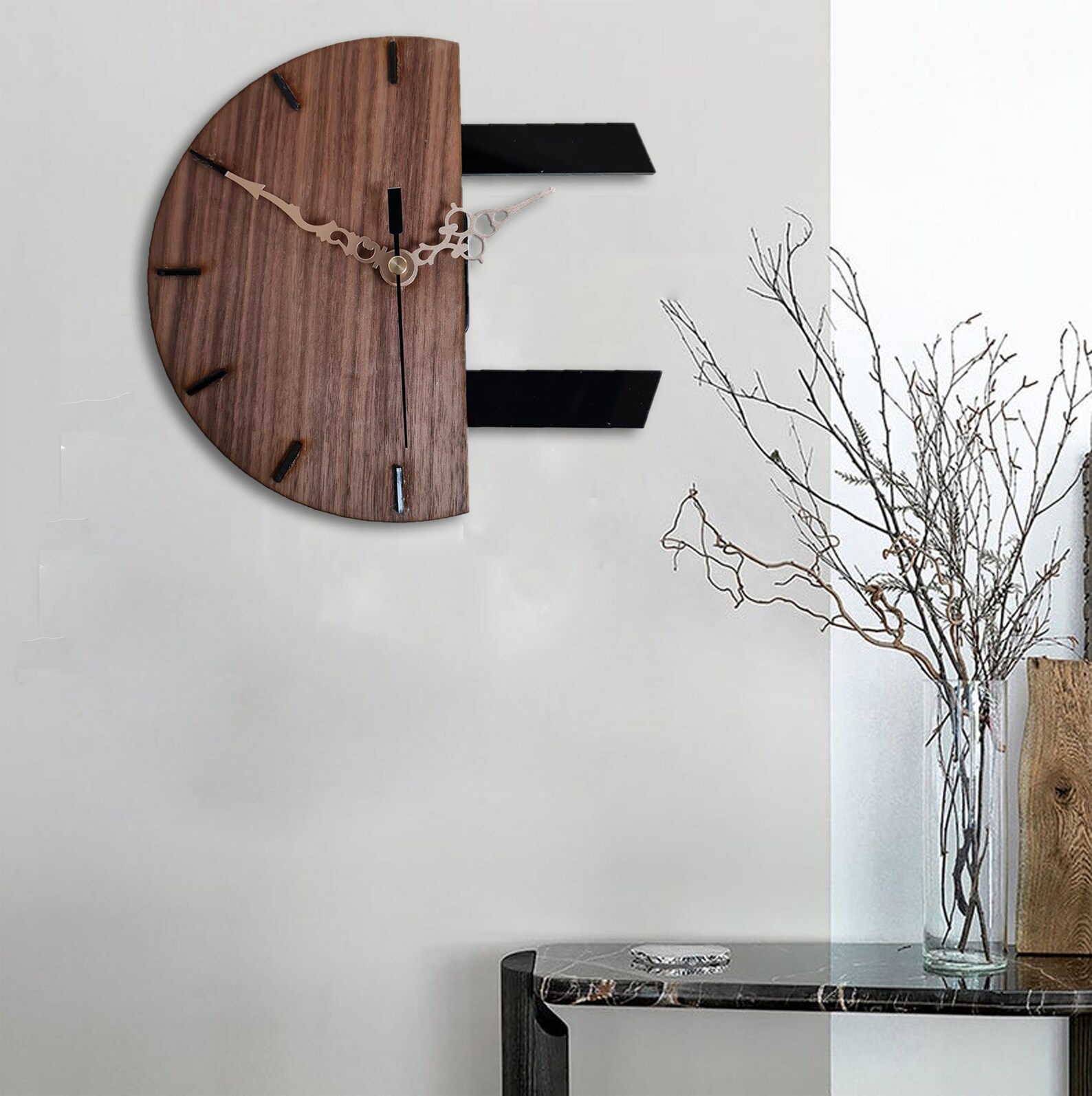 Wall Clock Modern Australian Made Tasmanian Oak and Black Etsy Australia