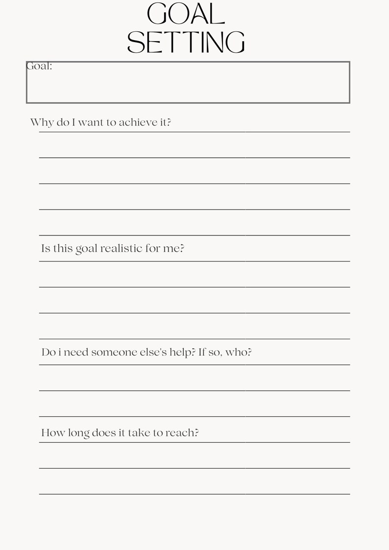 Goal Planner Template | Minimalist - Etsy