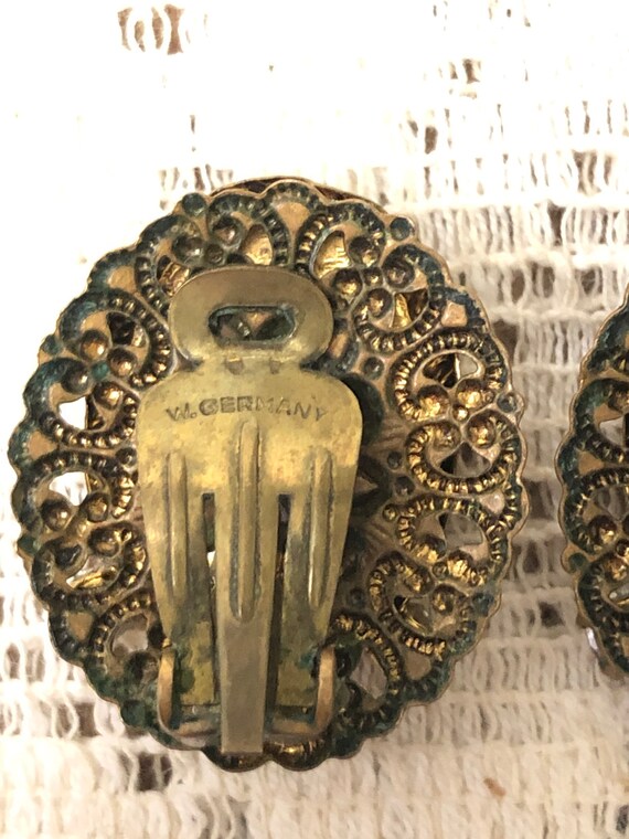 W Germany Antique Clip On Earrings - image 5