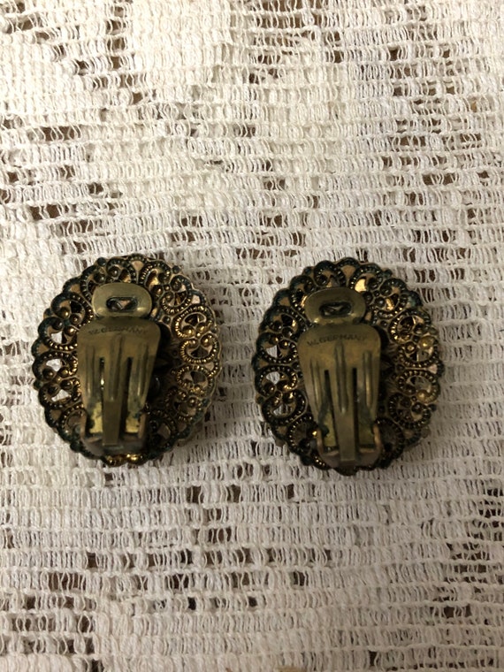 W Germany Antique Clip On Earrings - image 6