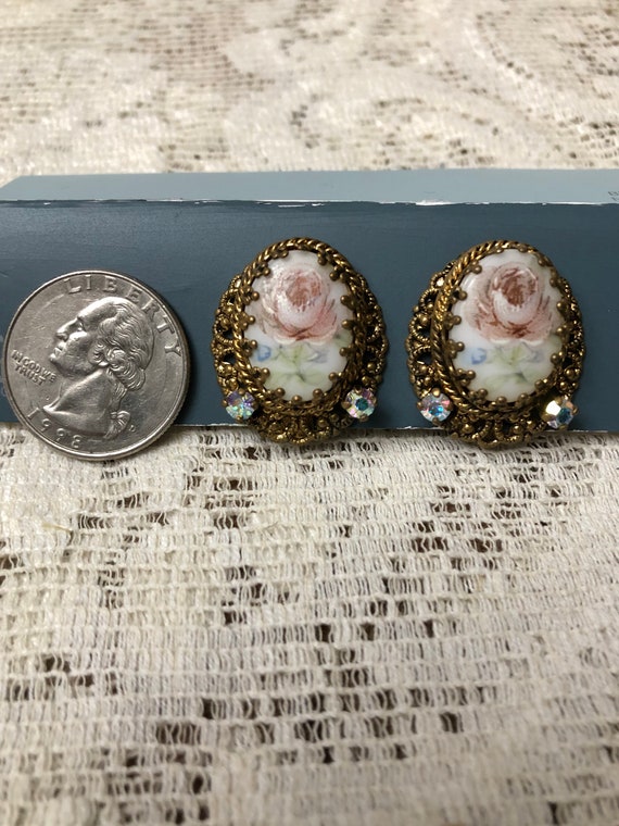 W Germany Antique Clip On Earrings - image 1