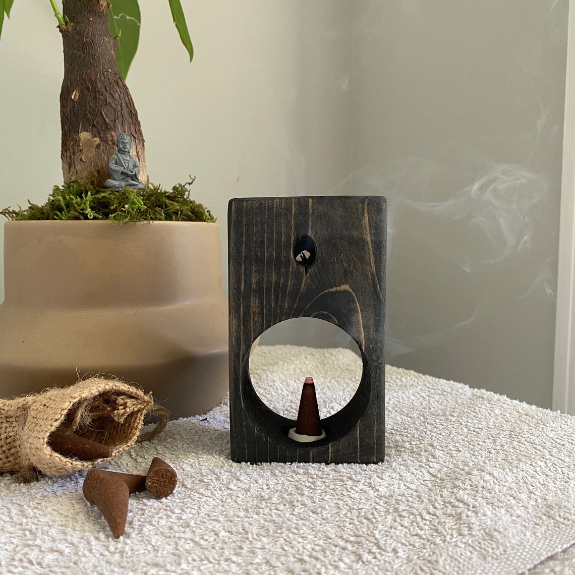 Elegant Handcrafted Zen Wood Incense Burner Incense Holder Etsy