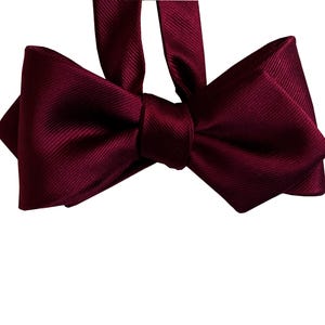 Silk Bow Tie - Power - Solid Burgundy Bow Tie - One of a kind - Handcrafted - Self-tie, Free Shipping