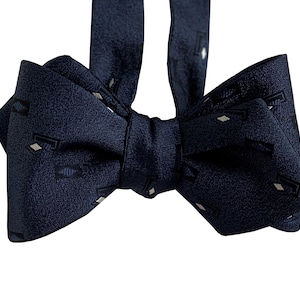 Men&#39;s silk Bow Tie - Starry Night - Dark Blue Bow Tie - One of a Kind - Handcrafted - Self-Tie