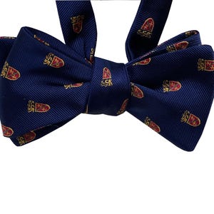 Silk Bow Tie for men - Coat of Arms - Dark Blue Bow Tie - One of a kind - Handcrafted - Self-tie - Free Shipping