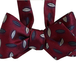 Silk Bow Tie for men - Dark Red Bow Tie - One of a kind - Handcrafted - Self-tie, Free Shipping