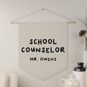 Personalized School Counselor Name Banner Custom School Counseling Pennant Office Decor Gifts for New School Counselors Room Welcome Sign