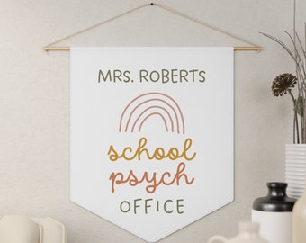 Personalized School Psych Office Banner- Custom School Psychology Pennant Decor- School Psychologist Welcome Sign- Office Door Wall Signs