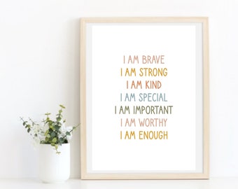 Impresión de afirmaciones positivas - Decoración de la oficina del psicólogo escolar - Decoración de la oficina del consejero escolar - Decoración del aula del profesor - Descarga instantánea