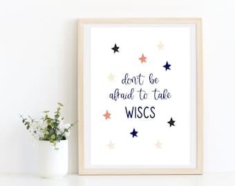 Impresión "No tengas miedo de tomar WISCS" - Decoración para la oficina del psicólogo escolar - Regalo para psicólogo escolar - Descarga instantánea