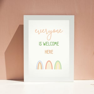 Everyone Is Welcome Here Print - School Psychologist Office Decor - School Counselor Office Decor - Instant Download