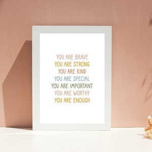 Positive Affirmations Print - School Psychologist Office Decor - School Counselor Social Worker Therapist Office - Teacher Classroom Decor