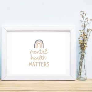 Mental Health Matters Print - School Psychologist Office - Therapist Decor - Social Worker Printable -  School Counselor - Teacher Print