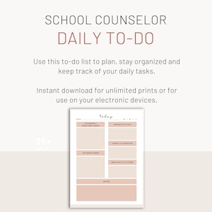 School Counselor Daily To Do List- Counselor Form- School Counselor Planner- Counseling Forms- School Counselor Notebook- Instant Download