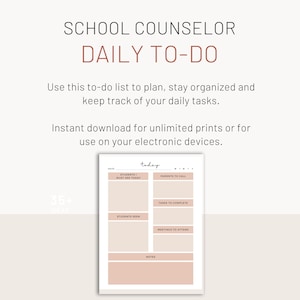 School Counselor Daily To Do List- Counselor Form- School Counselor Planner- Counseling Forms- School Counselor Notebook- Instant Download
