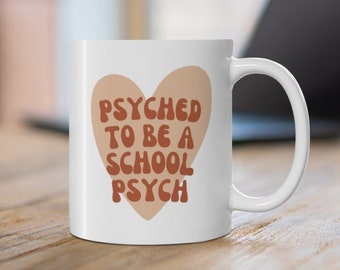¡Emocionado de ser psicólogo escolar! Taza para psicólogo escolar, regalo para psicólogo escolar, regalos de graduación para psicólogos escolares, pasante de psicología escolar.