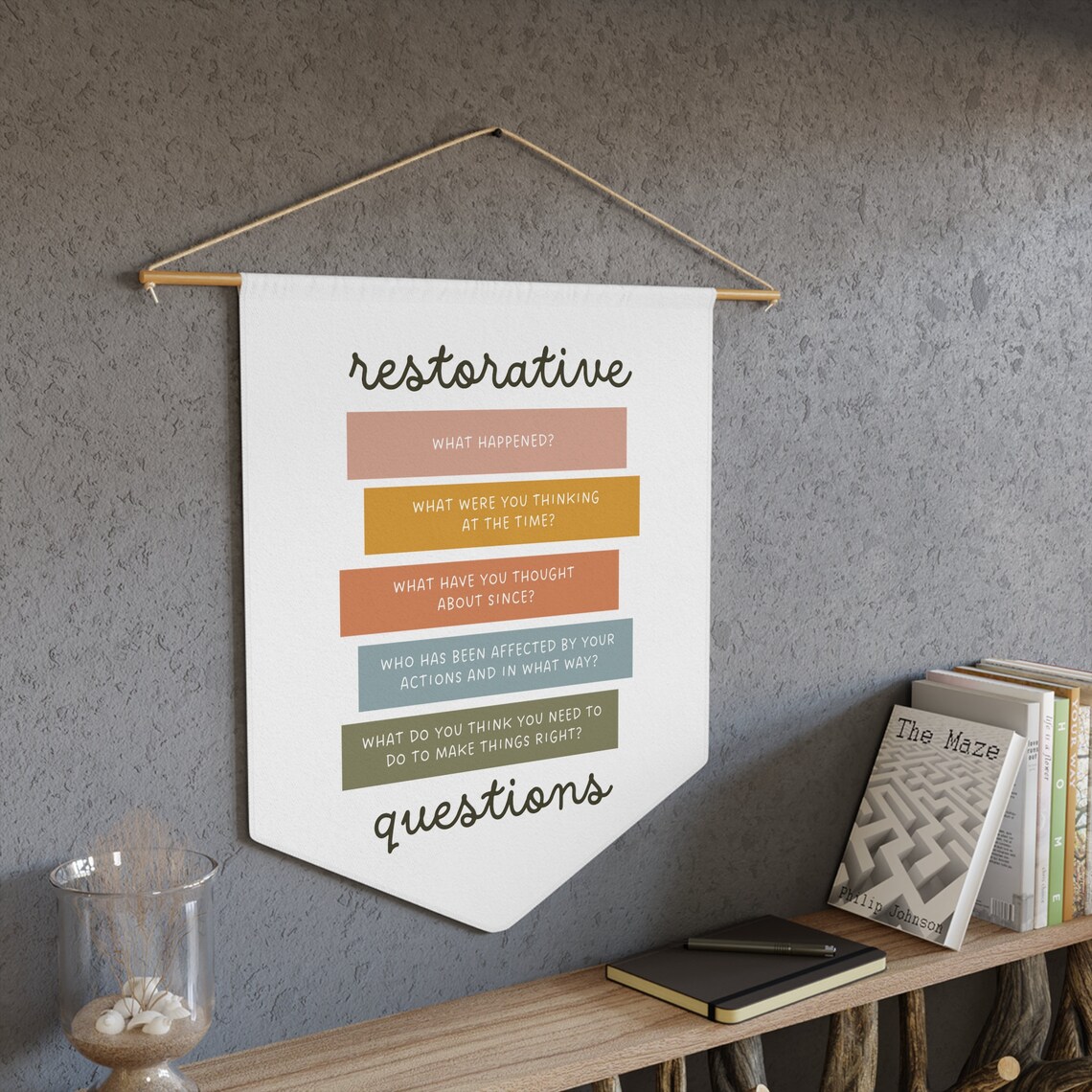 Restorative Sign Restorative Justice Questions Office Banner- SEL School Psychologist ...