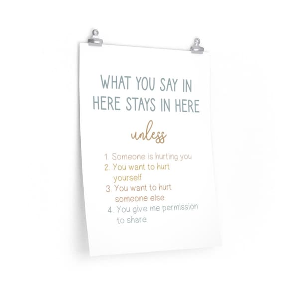 PHYSICAL - Confidentiality Statement Print - What You Say In Here Stays In Here Print - School Psychologist Counselor Therapist Office Decor