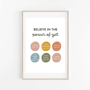 Power of Yet Poster- SEL School Psychologist Counselor Principal Therapist Social Worker Teacher Office Decor- Classroom Motivational Play