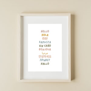 Hello Languages Print- Welcome Diversity Poster- School Psychologist School Counselor Principal Therapist Social Worker Teacher Office Decor