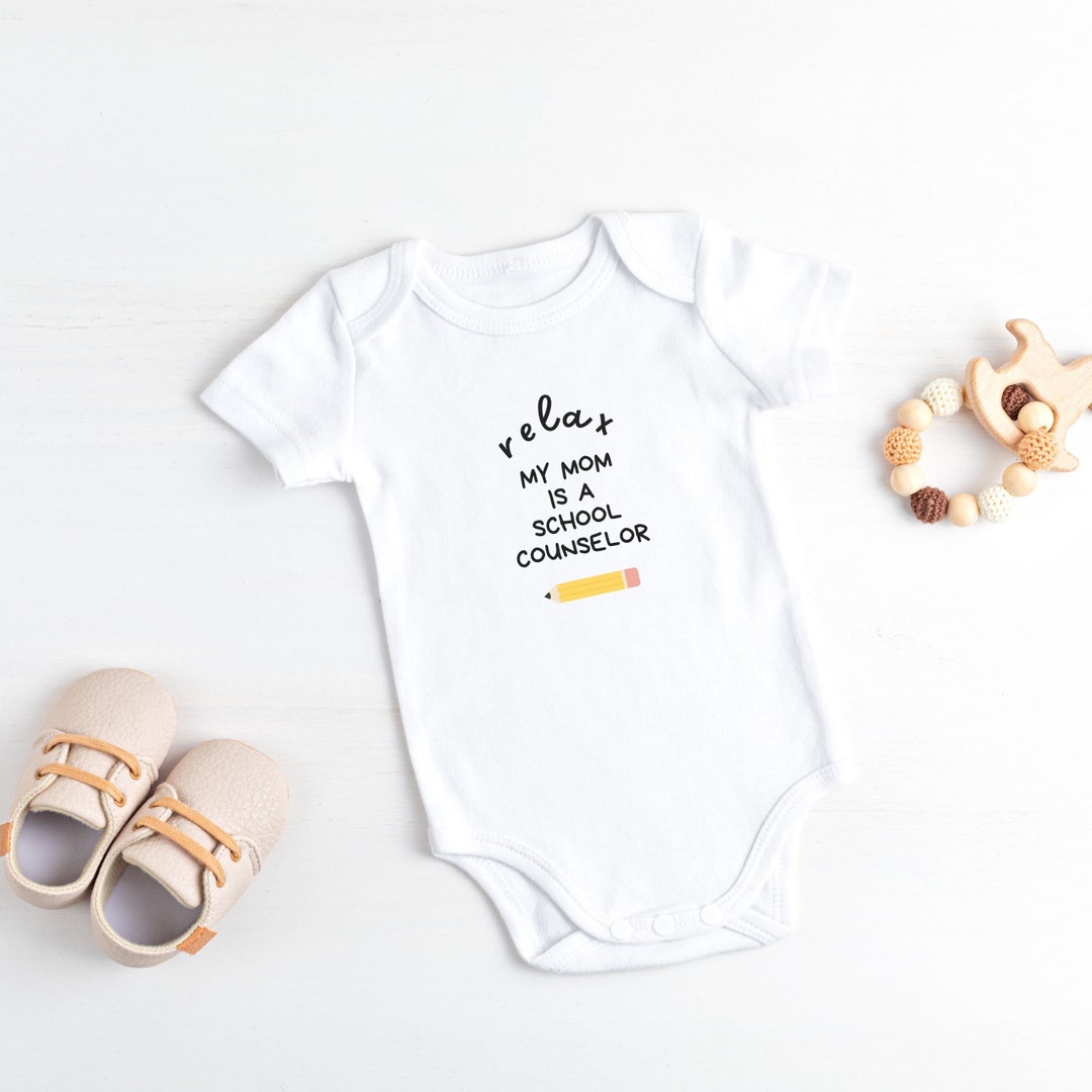 Relax My Mom is A School Counselor Baby Short Sleeve Onesie® School