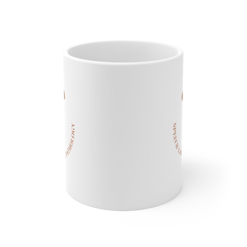May include: White ceramic mug with the text "SPECIALIZED IN PSYCHOLOGY" printed in brown on the side.