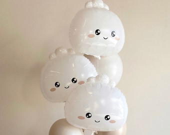 INTERNATIONAL - Ballon géant Dumpling Bao Bun (21 po.) Fête de baby shower boulettes, Dim Sum Party, Décoration de premier anniversaire, Soirée à thème Kawaii Bao