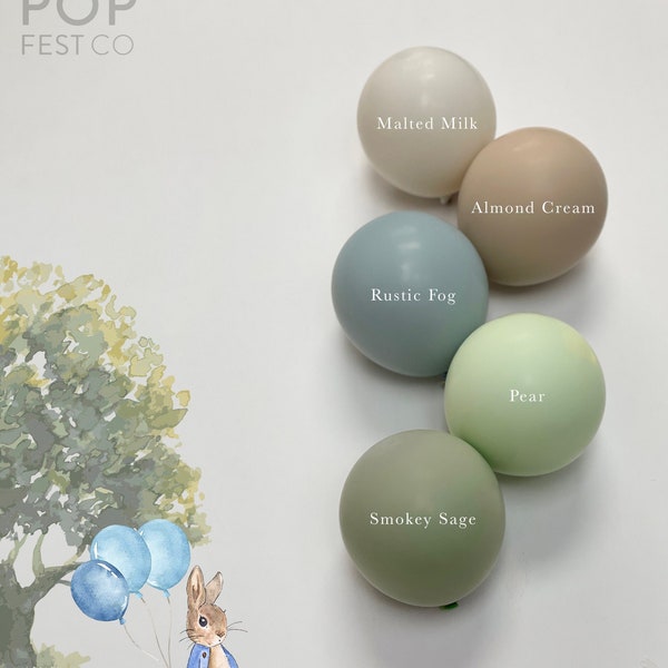 Peter Rabbit DIY Double Stuffed Balloon Arch Garland Kit | Custom High Quality MATTE Colors- Sage, Rustic, Birthday decor, Baby Shower Party