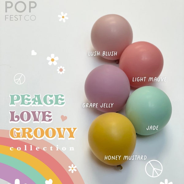 Two Groovy, Boho, Rainbow, DIY Double Stuffed MATTE Balloon Garland Kit | Balloon Arch, Baby Birthday, Photo Decor, Groovy, Peace, Love,