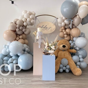 Teddy Bear Blue DIY Balloon Garland Arch Kit, Blue Birthday Baby Shower Balloon Arch, Grey, Blue, High-Quality Double Stuffed Balloon Kit